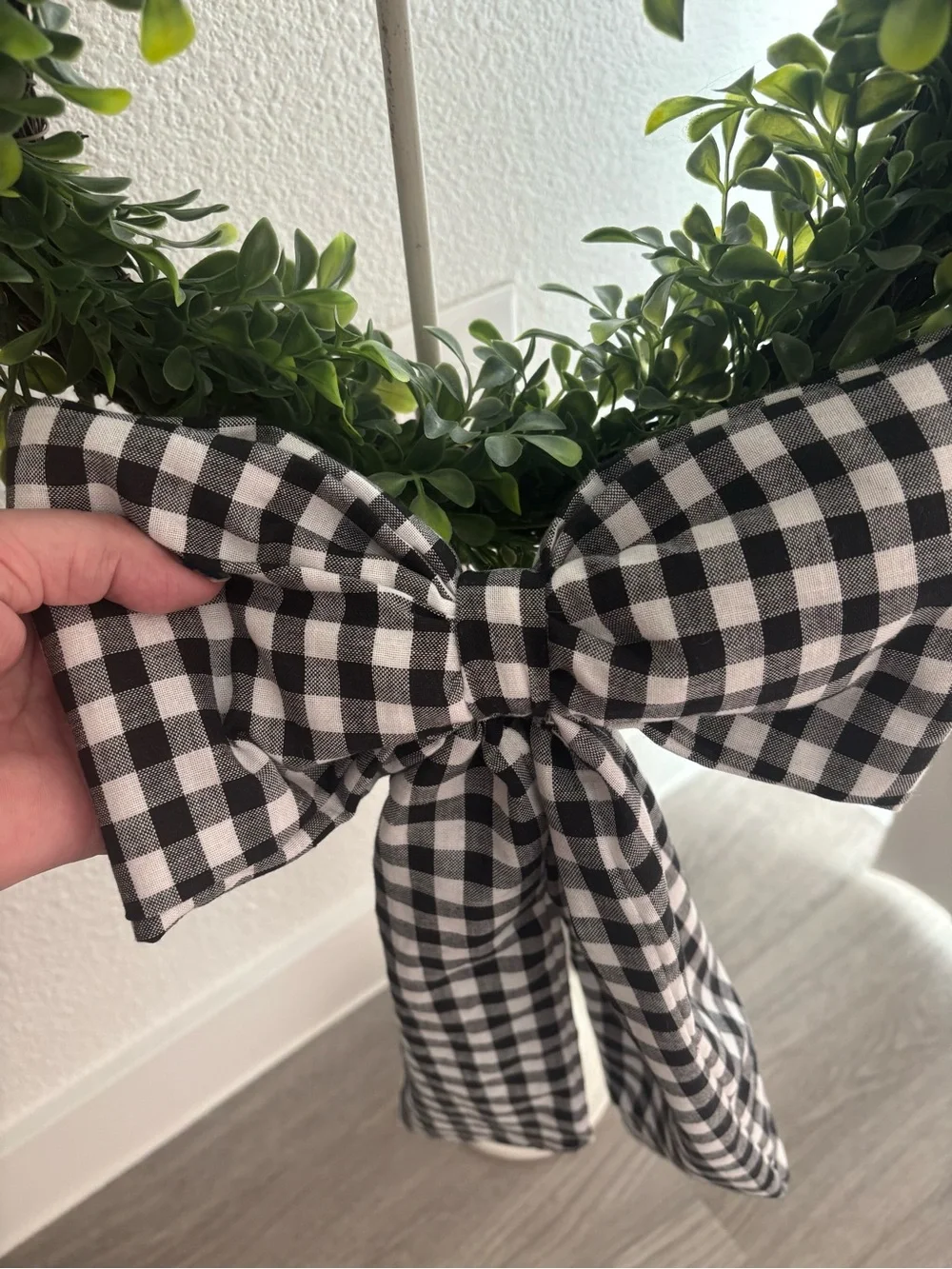 Handmade Black Check Large Bow Handsewn Custom Made Attachable Final Sale
